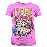 Wonder Woman Femme Power Damen T-Shirt Offiziell Lizenziert (Pink, M)