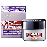 L'Oréal Paris Hyaluron Tagescreme mit LSF 50, Anti-Aging Gesichtspflege mit Micro-Filler Hyaluronsäure für Feuchtigkeit und Anti Falten Effekt, Revitalift Filler, 1 x 50