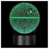 3D Lampe, ZNZ LED Illusion Led Nachtlicht, 16 Farbwechsel 3 Modell mit Remote & Smart Touch Lampe Weihnachts Geschenke für Kinder Männer Frauen (6-Death Star)