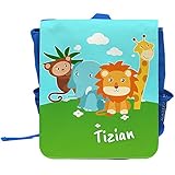 Kinder-Rucksack mit Namen Tizian und Zoo-Motiv für Jungen | Rucksack | Backpack