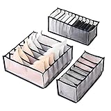 Wishstar Aufbewahrungsboxen für Unterwäsche,Faltbar Aufbewahrungsbox für Socken,Schubladen-Organizer Schrank Organizer,3er Set FüR BHS,Socken,Unterhosen(Schwarz)