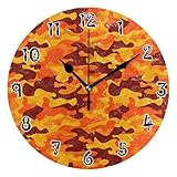JUMPBEAR Camo Wanduhr, rund, geräuschlos, nicht tickend, batteriebetrieben, genaue arabische Ziffern, Design Viantage, Heimdekoration für Küche, Wohnzimmer, Schlafzimmer, Büro (25,4 cm)
