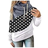 Bestyyo Damen Herbst Winter Casual Stars Kontrast Langarm Hoodie Sweatshirt Tops 585 tie-dye Rollkragen 020 Rundkragen plissiert Bianco ss113m Hemden Arbeit tjw Visk