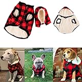 Komate Hundemantel Winter mit Hundegeschirrloch Hundeleinenloch Haube für Kleine Mittel Große Hunde Katzen Warm Hundejacke Fleece Welpenmäntel Jacke Weste Hundekleidung Hut Abnehmbarem (XL, Rot)