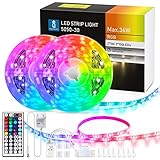 Aigostar LED Strip 10m, RGB LED Streifen mit Fernbedienung LED Band Lichter Selbstklebend Lichtband Hintergrundbeleuchtung für die Beleuchtung von Haus Deko, Party, Küche (5m*2)