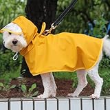 LUOWAN Hunderegenmantel PU-Kapuzen-Haustier-Poncho-Bauchschutz und wasserdichte Hundebekleidung mit Kapuze Regenmantel zum Schutz vor Regen Stylische Premium-Hundereg