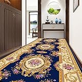 HWBB Teppich Wohnzimmer Grau Kinderzimmer Carpet Vintage Flurläufer Teppich rutschfest, Kommerzielles Wiedersehen Hotelhalle Villa Clubhaus Extra Langer Eingangsteppich für Haustürbö