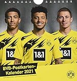 Borussia Dortmund Postkartenkalender 2021 - Kalender mit perforierten Postkarten - zum Aufstellen und Aufhängen - mit Monatskalendarium - Format 16 x 17