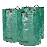 Glorytec Gartensack 3 x 300 Liter - mit doppeltem Boden - 4 reißfeste Griffe - Gartenabfallsack aus extrem robustem Polypropylen-Gewebe (PP) 150g