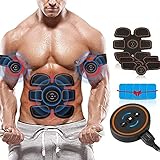 EMS Trainingsgerät, USB Wiederaufladbar Bauchmuskeltrainer EMS Muskelstimulator für Bauch,Arm,Beine Bizeps Muskeltrainer Elektrisch, ABS 6 Modi 10 Intensitäten Bauch Trainingsgerät für Muskelaufb