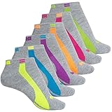 PUMA Women's 6 Pack Low Cut Socks (9-11, Grey Multi Color Stripe)