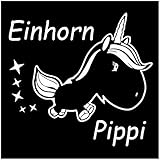 Finest Folia Einhorn Pippi Unicorn Dekor Set Hologramm 11cm x 10,5cm Tankdeckel Premium Dekor T Shirt Tasse (K073 Weiß Glanz)