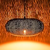 Orientalische Lampe Pendelleuchte Silber Qytura 42cm E27 Lampenfassung | Marokkanische Design Hängeleuchte Leuchte aus Indien | Orient Lampen für Wohnzimmer, Küche oder Hängend über den E