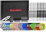 Burudani Dartpfeile Metallspitze | Umfangreiches Steeldarts Set mit 12 Darts | 24g Originale Turnier-Dartpfeile inkl. 30 Flights | Optimal: ergonomisch & aerody