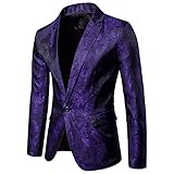 Anzüge Herren Slim Fit Revers Drucken Jacke Herren Bankett Leistung Disco Party Nachtclub Anzüge Jacke Herren Vintage Mode Lassig Übergangsjacke H