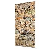 banjado® Glas Magnettafel mit 4 Magneten - Magnetwand 110x55cm mit Motiv Bruchsteinmauer - Memoboard/Pinnwand magnetisch, beschreibbar, perfekt für die Küche - Magnetboard auch als Wandbild/W