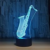 3D Optische Täuschung Lampe Led Musikinstrument Saxophon Nachtlicht 16 Farben Ändern Usb Nachttisch Schreibtischlampe Für Kinder Geburtstagsdekoration Touch Control Dimmb