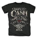 Johnny Cash Herren Band T-Shirt - Rock n Roll, Schwarz, M