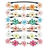 Blumenkranz Blume Krone Stirnband, Taumie 6 Pcs Blumen Stirnbänder Kopfschmuck Haarbänder Floral Girlande, Braut Haarschmuck, Damen Mädchen für Festival Party Hochzeit Strand Geburtstag (6 Pcs)