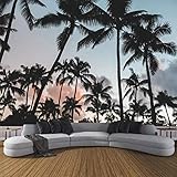 MAZF Individuelle 3D Wandbild Tapete Modern Strand Kokosnussbaum Tropische Pflanze Wandbild Wohnzimmer Thema Hotel Restaurant Wandpapiere 420 cm (B) x 260 cm (H)