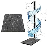 Arebos Solardusche 20L & Bodenelement | mit integriertem Thermometer & Fußdusche | Pooldusche für den Garten | Wassertemperatur bis 60°C