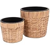Decorasian 2er Set Blumentopf rund geflochten aus Seegras mit stabilem Kunststoffeinsatz zum bepflanzen - Pflanztopf - 20cm + 26