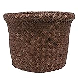 Cabilock Rattan Blumenkorb Geflochtener Pflanzkorb Kaktus Sukkulenten Topf Zimmerpflanze Pflanzkübel Garten Blumenkübel Aufbewahrungskorb übertopf für Outdoor Zuhause Shabby Deko Tischdek