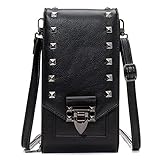 Handytasche zum Umhängen, Eslcorri Klein Handy Umhängetaschen, Handy Schultertasche Damen, Geldbörse Reisepass Portemonnaie mit Vielen Kartenfach Verstellbar Abnehmbar Schultergurt (Schwarz)