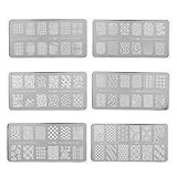 Nail Art Stempelplatten, 6 Stück Nail Art Stempelplatten Edelstahl Maniküre Bildvorlage DIY Nagelschablonenwerkzeug Perfekte Wahl für Anfänger in der Nagelk