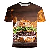 ZIXIYAWEI 3D Gedruckte T-Shirts Für Männer,Buntes Leckeres Essen Pommes Frites Muster Unisex 3D-Gedrucktes T-Shirt Sommer Personalisierte Lässige Kurzärmlige T-Shirts Tops-5X