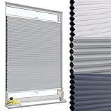 WOLTU Wabenplissee ohne Bohren Verdunklung Thermo Doppelplissee Klemmfix Zweifarbig 105x130cm Grau-Weiß, Plissee Faltrollo Sonnen-, Sicht- & Schallschutz, Jalousie Plisseerollo für Fenster & Tü