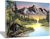 YWCMDH Wandbilder Wohnzimmer Bob Ross Berg Poster Leinwand Bild Dekor Wohnzimmer Kinderzimmer Wand Bilder Kinderzimmer Dekor60x90cm x1 R