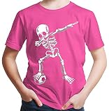 HARIZ Jungen T-Shirt Dab Skelett mit Fussball Dab Teenager Dance Weihnachten Plus Geschenkkarten Rosa 116/5-6 J