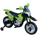 HOMCOM Elektro-Motorrad Kindermotorrad Elektrofahrzeug 3 bis 6 Jahre 3–6 km/h MP3 Musik LED-Licht Sound Metall + Kunststoff Grün 109 x 52,2 x 70,5