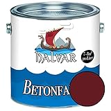 Halvar Betonfarbe / Bodenbeschichtung SEIDENMATT Rot RAL 3000-3031 Fassadenfarbe (10 L, RAL 3005 Weinrot)