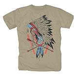 Indiano Capo America Apache Cherokee Navajo Winnetou T-Shirt beige, T-Shirt, Braun M