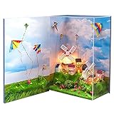 CKAN 3D Holzpuzzle DIY Puppenhaus Holz Bücherregal Einlage Dekor Alley, Buchstützen Modellbausatz mit LED-L