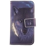 Lankashi PU Flip Leder Tasche Hülle Case Cover Schutz Handy Etui Skin Für TIMMY M7 5.5' Wolf Desig