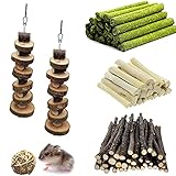 ZLLOO Kleintiere Kauenspielzeug Set Hamster Zubehör Apfelstäbchen Natürliche Timothy Gras, Geeignet Für Kaninchen, Totoro, Meerschweinchen, H