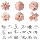 Bulokeliner 24 Metall Knobelspiele 3D Holzspielzeug Geschicklichkeitsspiel IQ Metallpuzzle Spielzeug und Geschenk für Kinder und Erw
