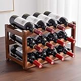 WWJ Weinregale Hängendes Weinglasregal unter Regal Weinregale freistehend, Kleiner Weinflaschenhalter aus Naturbambus zur horizontalen Aufbewahrung, Weinständerdekorationsregal, b