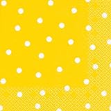 20 Servietten weiße Punkte auf gelb/gepunktet/Muster/zeitlos 33x33