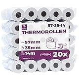 Ec-Cash Thermorollen 57mm x 14m x 12mm - Kassenrollen - Thermopapier - Bonrollen für Bankomat und Kredit-Kartenlesegeräte (EC-Cash - 57x35x12 - 14 Meter - 20 Rollen)