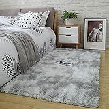 Teppich Grau Shaggy Teppich Area Rug Wohnzimmerteppich Meyecon Teppiche Bedroom Carpet Neu Hellgrau Schlafzimmer Teppiche Super weich Fluffy Kindermatte (grau, 80 x 160 cm)