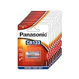 Panasonic CR123 zylindrische Lithium-Batterie für leichte Geräte mit hohem Energiebedarf wie Rauchmelder, Alarmanlage, Stirnplampe, Kameras, 3V, 10 Packungen (10 Stück)
