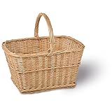 Adam Schmidt Korbwaren Handkorb, Einkaufskorb, Sperrholzboden, aus Vollweide, rechteckig-konisch, Maße: 400x300x220