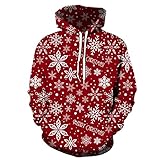 Unisex Weihnachten Sweatshirt Hoodies 3D Druck Lustig Ugly Xmas Pullover Herren Damen Sweatshirts Leichte Xmas Pulli Tops Kapuzen, wein, L