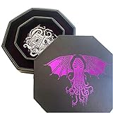 Fantasydice-Cthulhu Tome-Purple- Dice Tray - 20CM Octagon with Lid and Dice Staging Area- Holds 5 Sets( 7 Dice Set/ Standard) for All Tabletop RPGs Like D&D , Call of Cthulhu, Shadow
