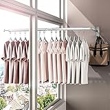 Trockenständer, Wandmontage Kleiderständer Klappbar Platzsparend, Wand Wäscheständer Ausziehbar Handtuchhalter Kleiderbügel mit 3 Stangen und 24 Haken für Badezimmer Waschküche Balkon Garten (Silber)