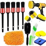Auto Reinigung Pinsel Set, 14 Pcs Auto Detail Reinigungsbürsten Set Detailing Autobürste für die Detailreinigung des on Autos Innenraums, Außen, Motor, Lüftungsschlitze, Armaturenbrett, Emb